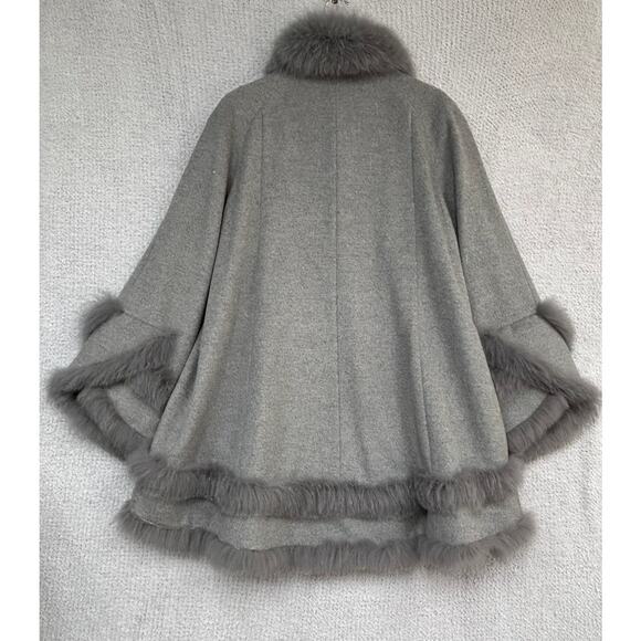 Kelli Kouri Grey Cashmere Fur Trim Coat Size XL NWT #64289 - Picture 2 of 4